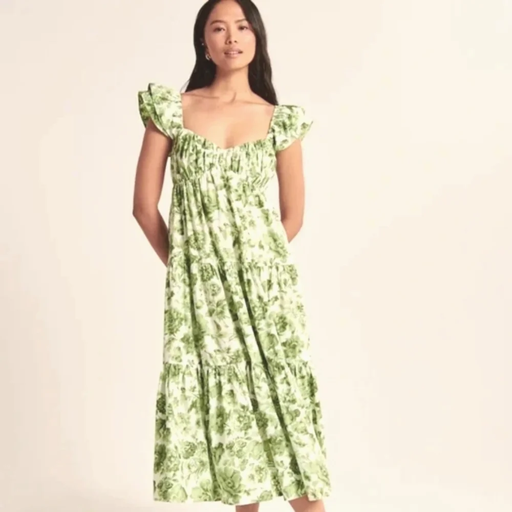 Abercrombie & Fitch Floral Ruffle Maxi Dress